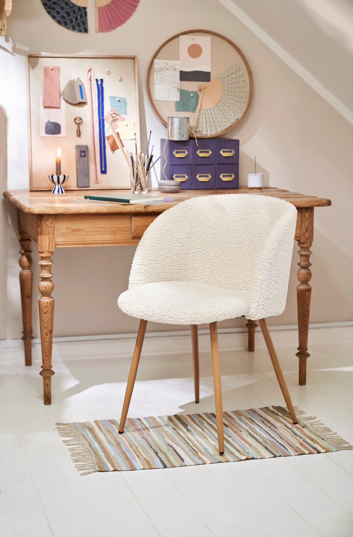 ANNA Teddy fabric dining chair with arm rest