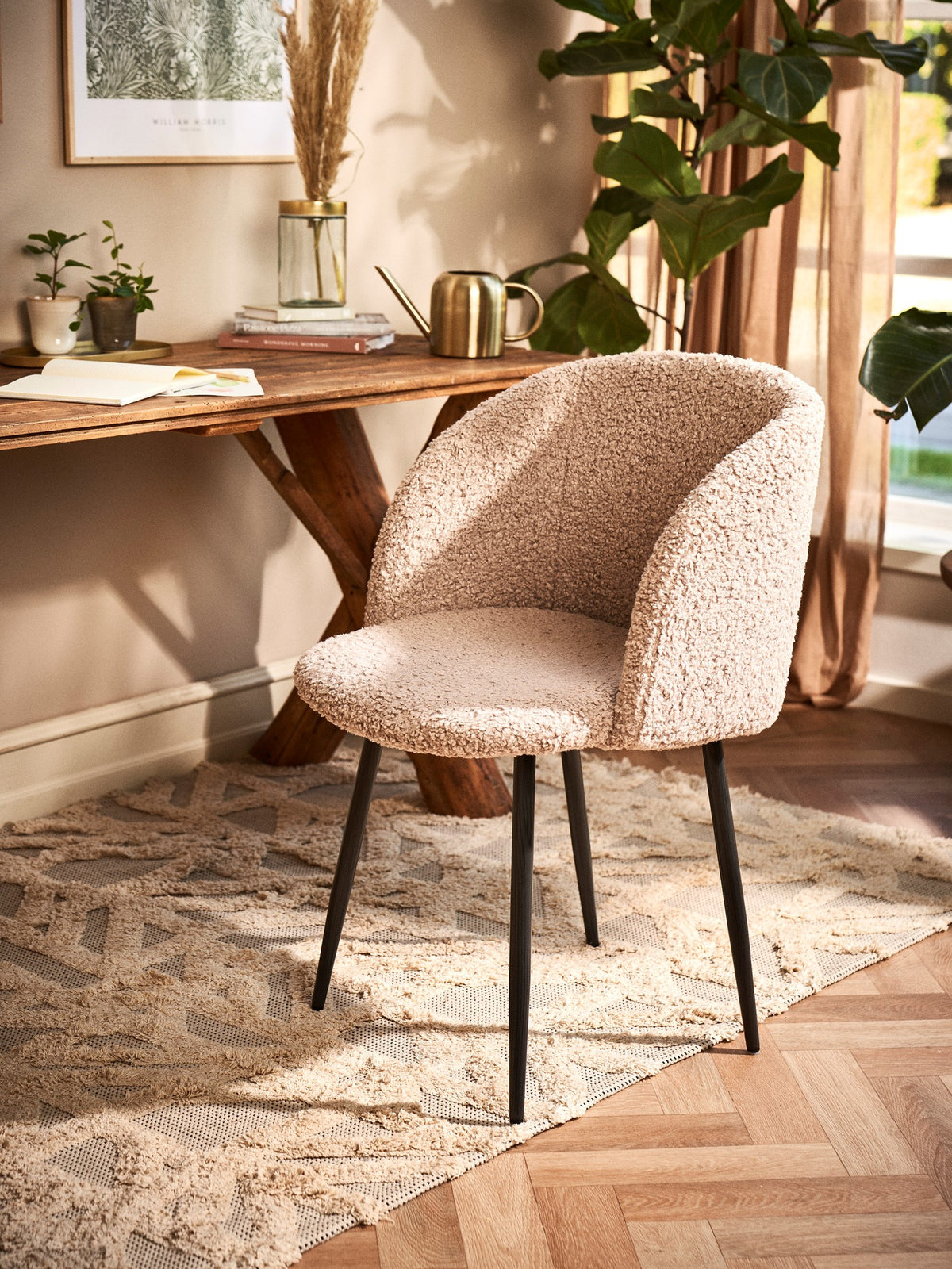 ANNA Teddy fabric dining chair with arm rest