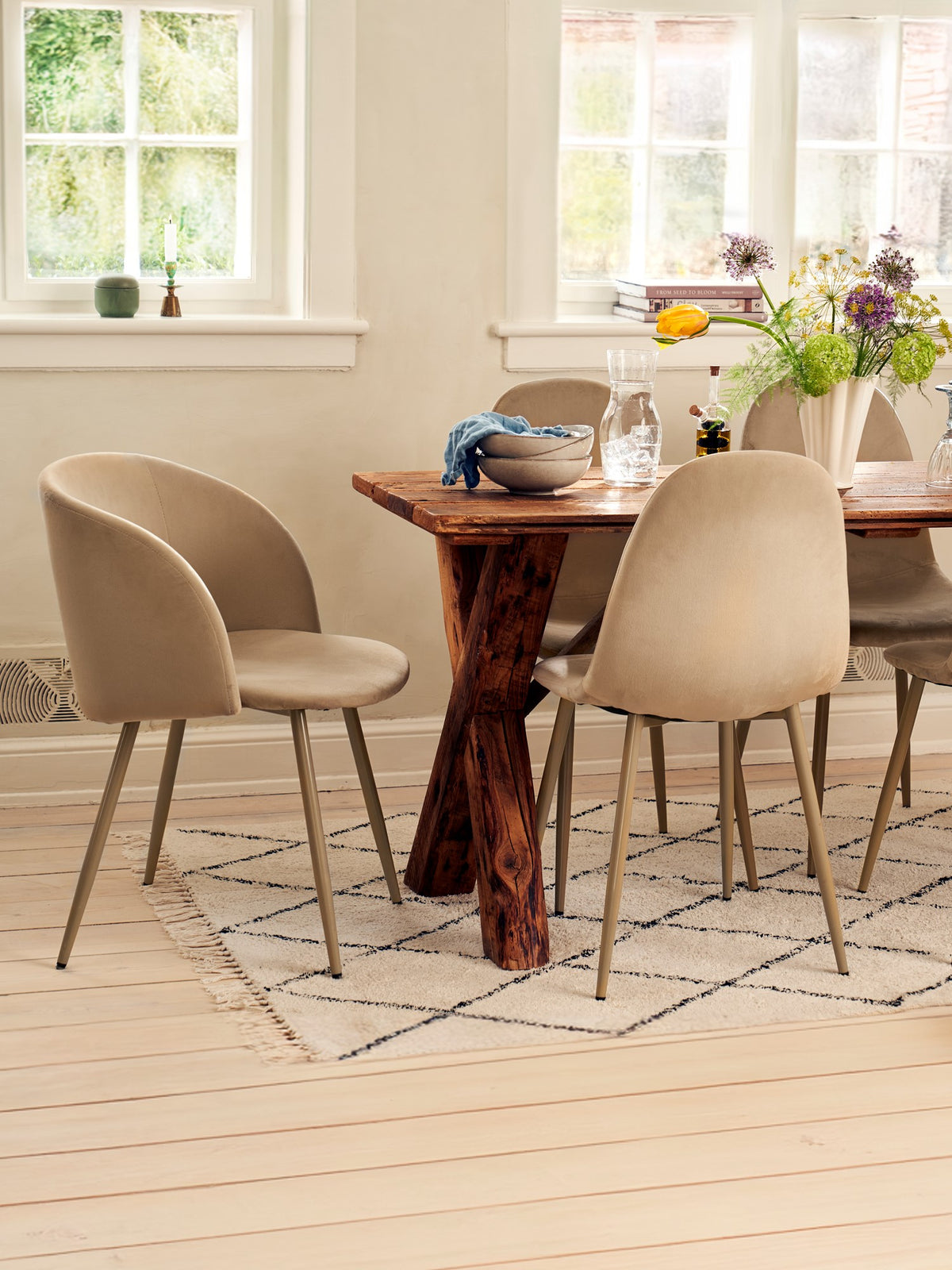 ANNA Velvet dining chair with arm rest
