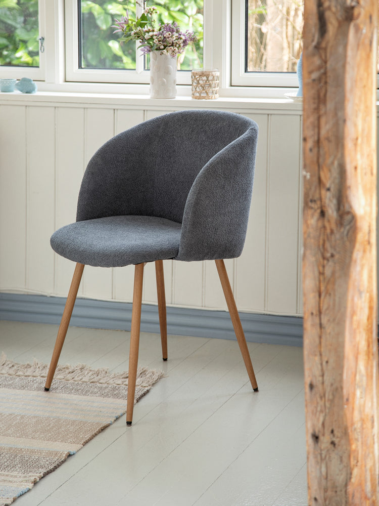 ANNA Bouclé dining chair with arm rest