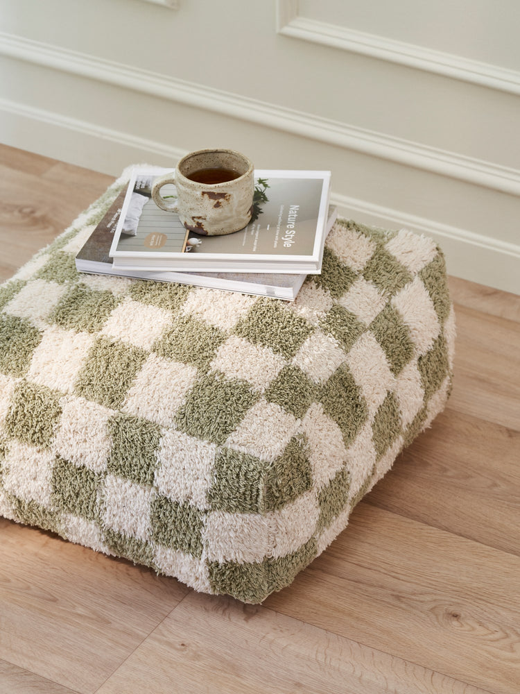 Checkered pouffe