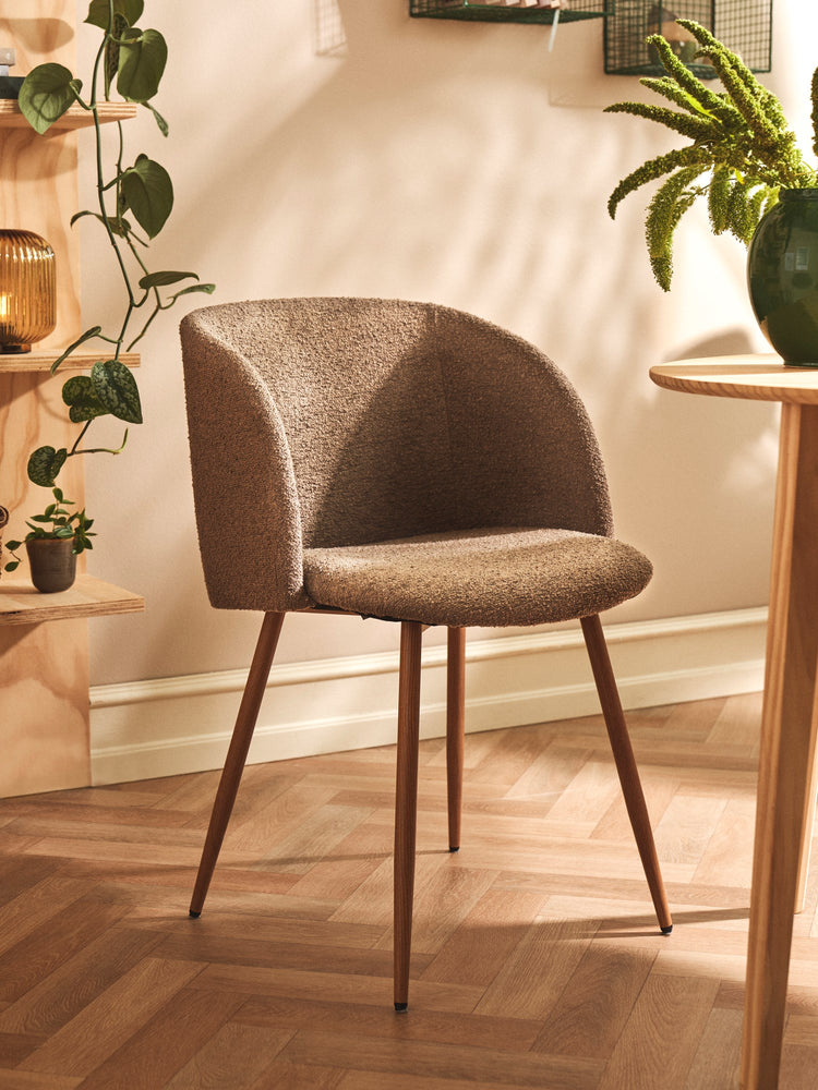 ANNA Bouclé dining chair with arm rest