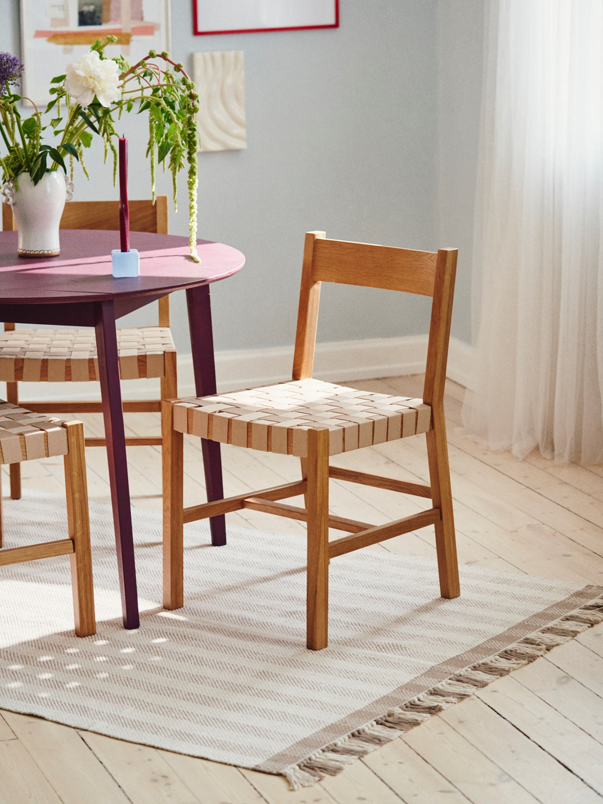 HARMONY Solid oak dining chair with woven seat
