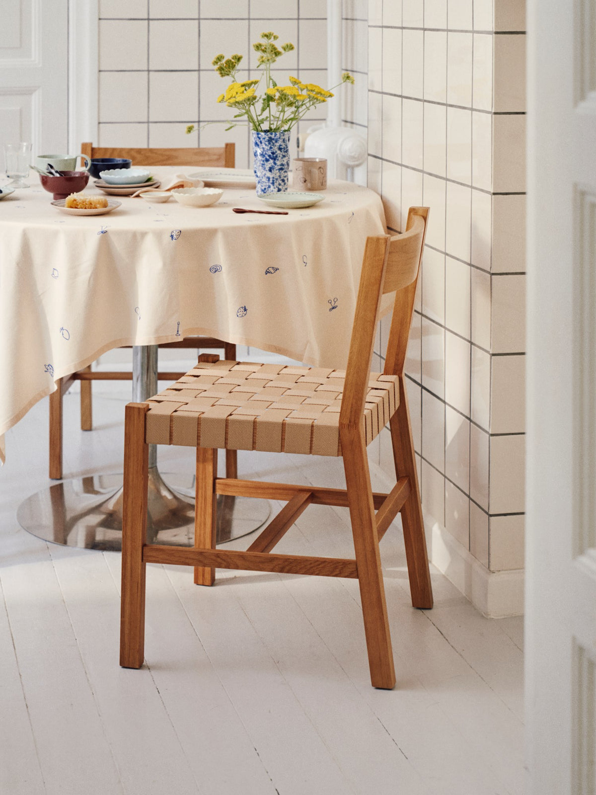 HARMONY Solid oak dining chair with woven seat