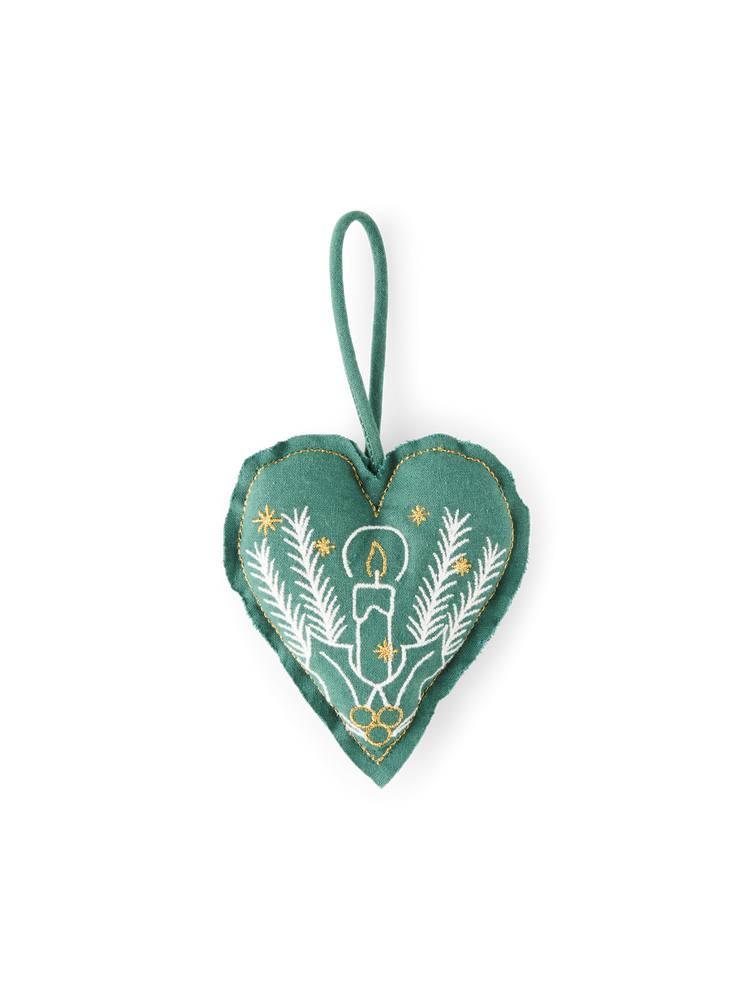 Embroidered heart ornament