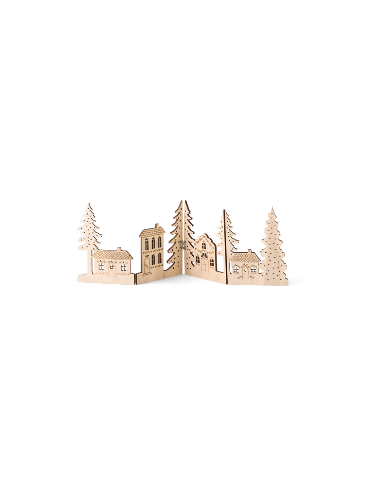 Wooden town silhouette
