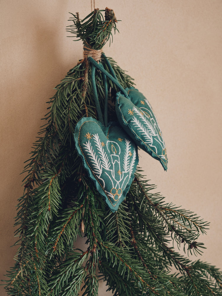 Embroidered heart ornament