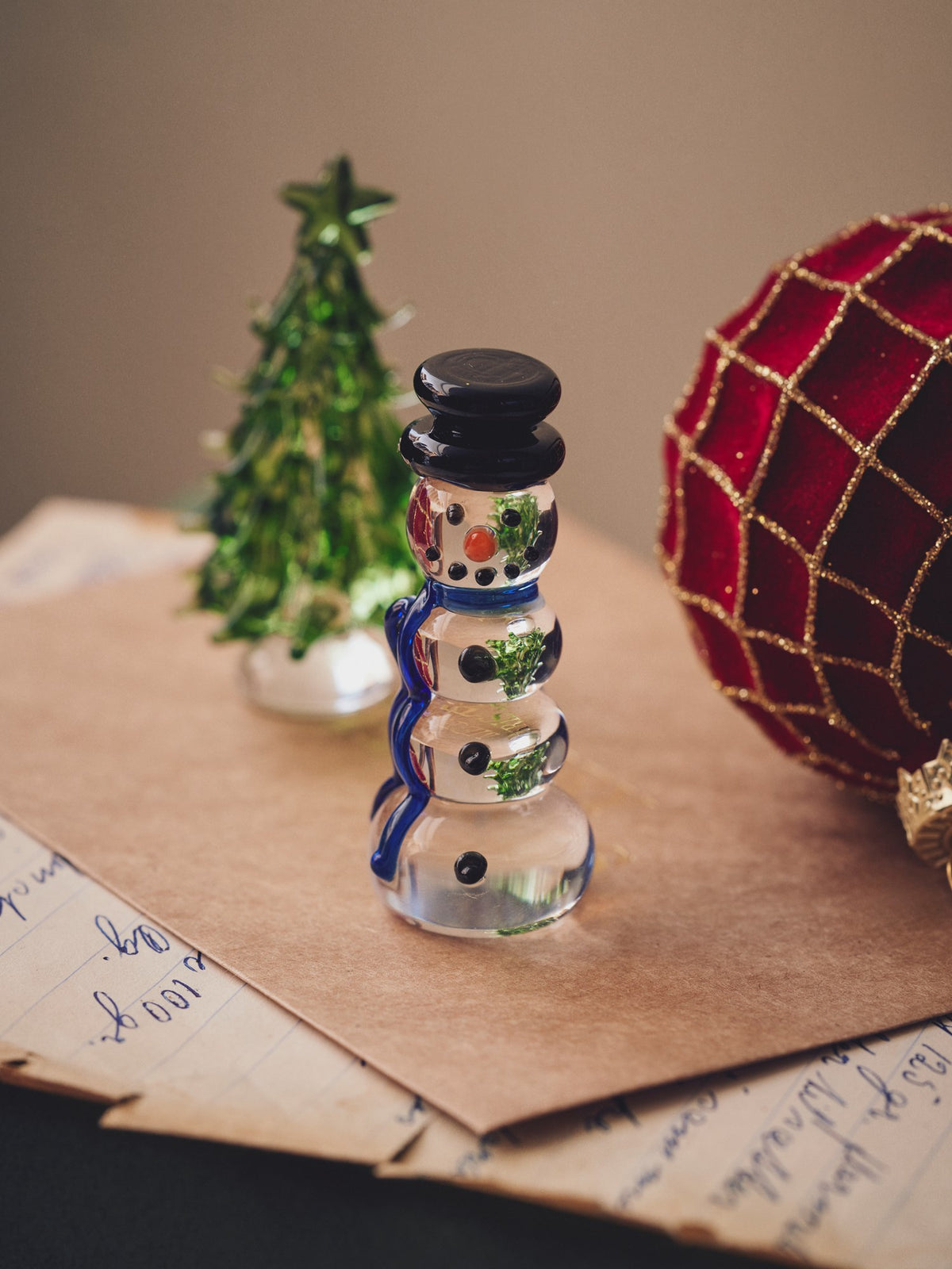 Glass snowman figurine