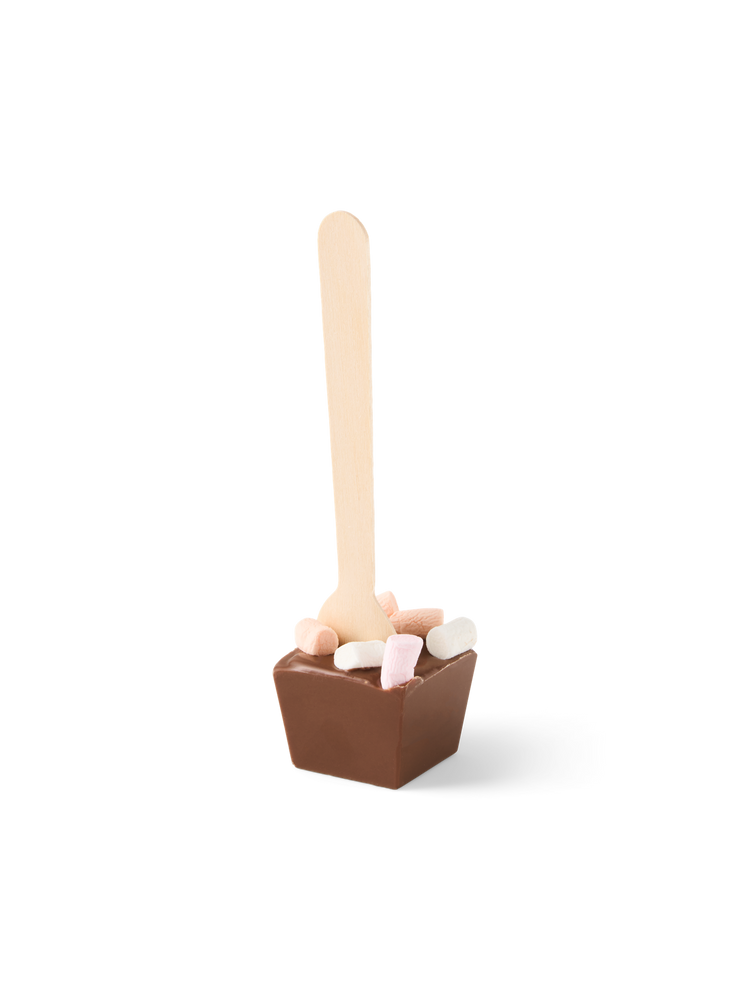 Hot chocolate spoon with marshmallows
