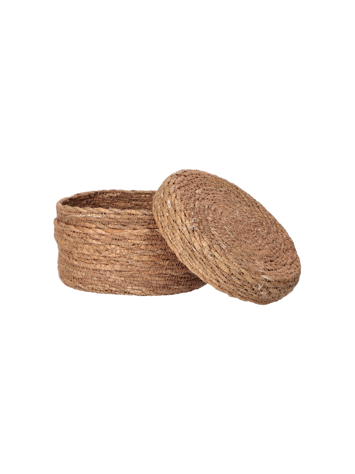 Woven basket with lid