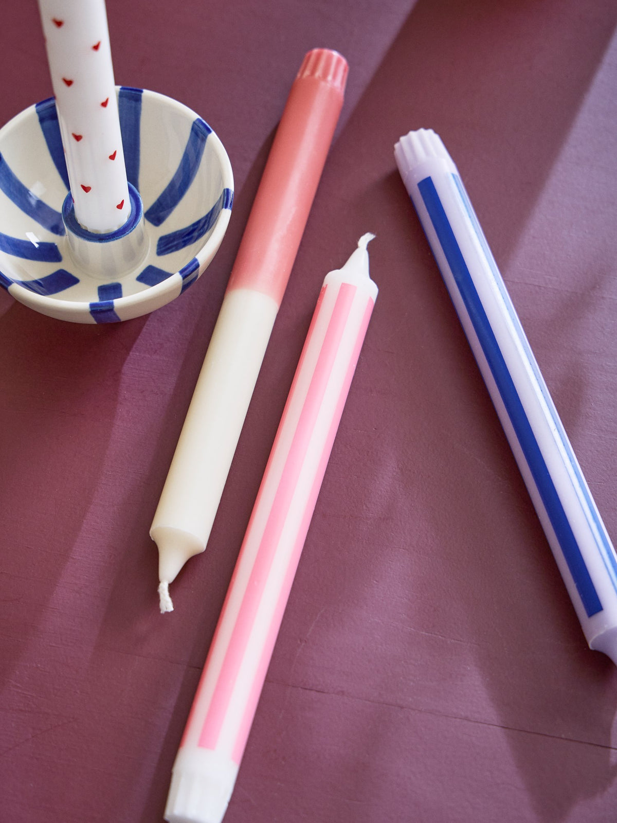 Striped candles 25 cm