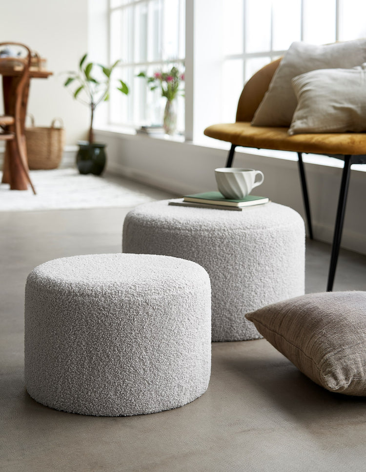Pouffe with teddy fabric