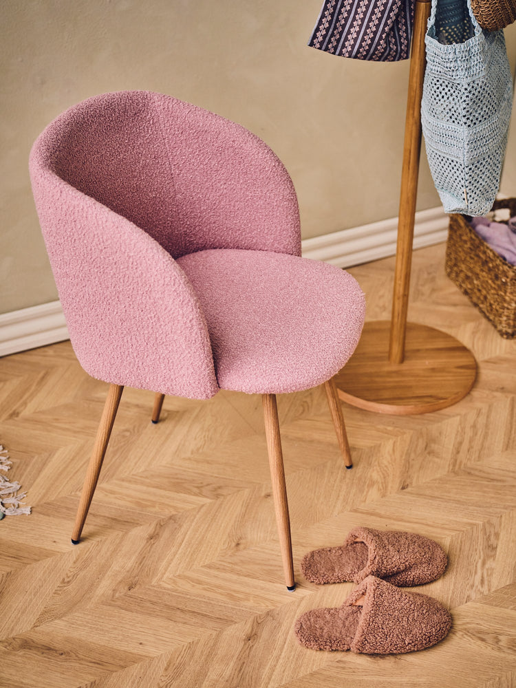 ANNA Bouclé dining chair with armrest