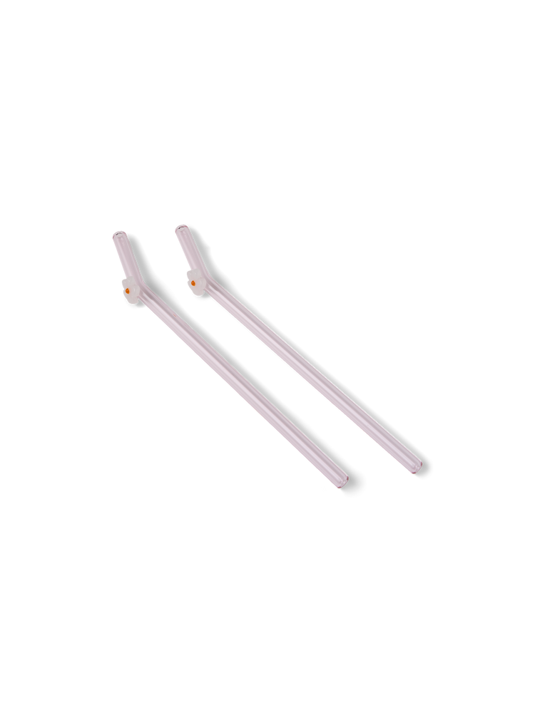 Glass straws with flower 20 cm