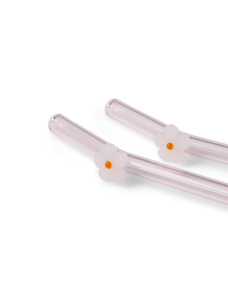 Glass straws with flower 20 cm