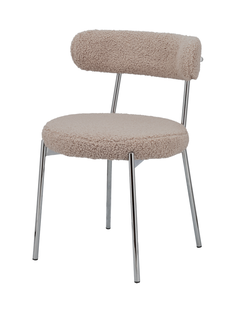 Teddy dining chair with chrome-look frame