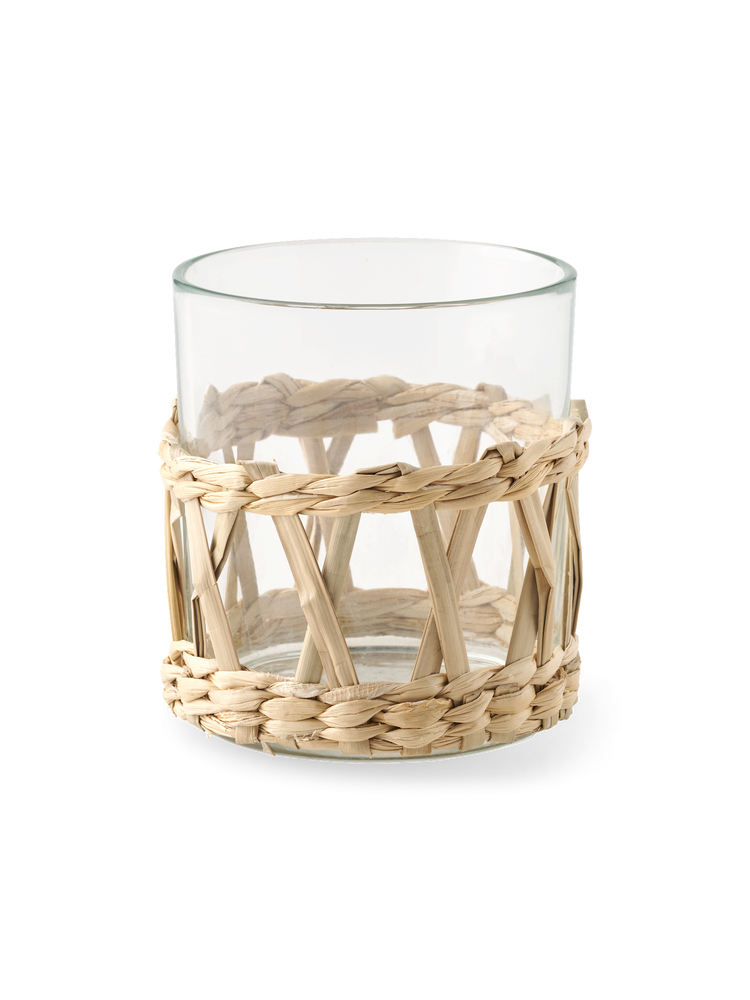 Tealight holder with woven band