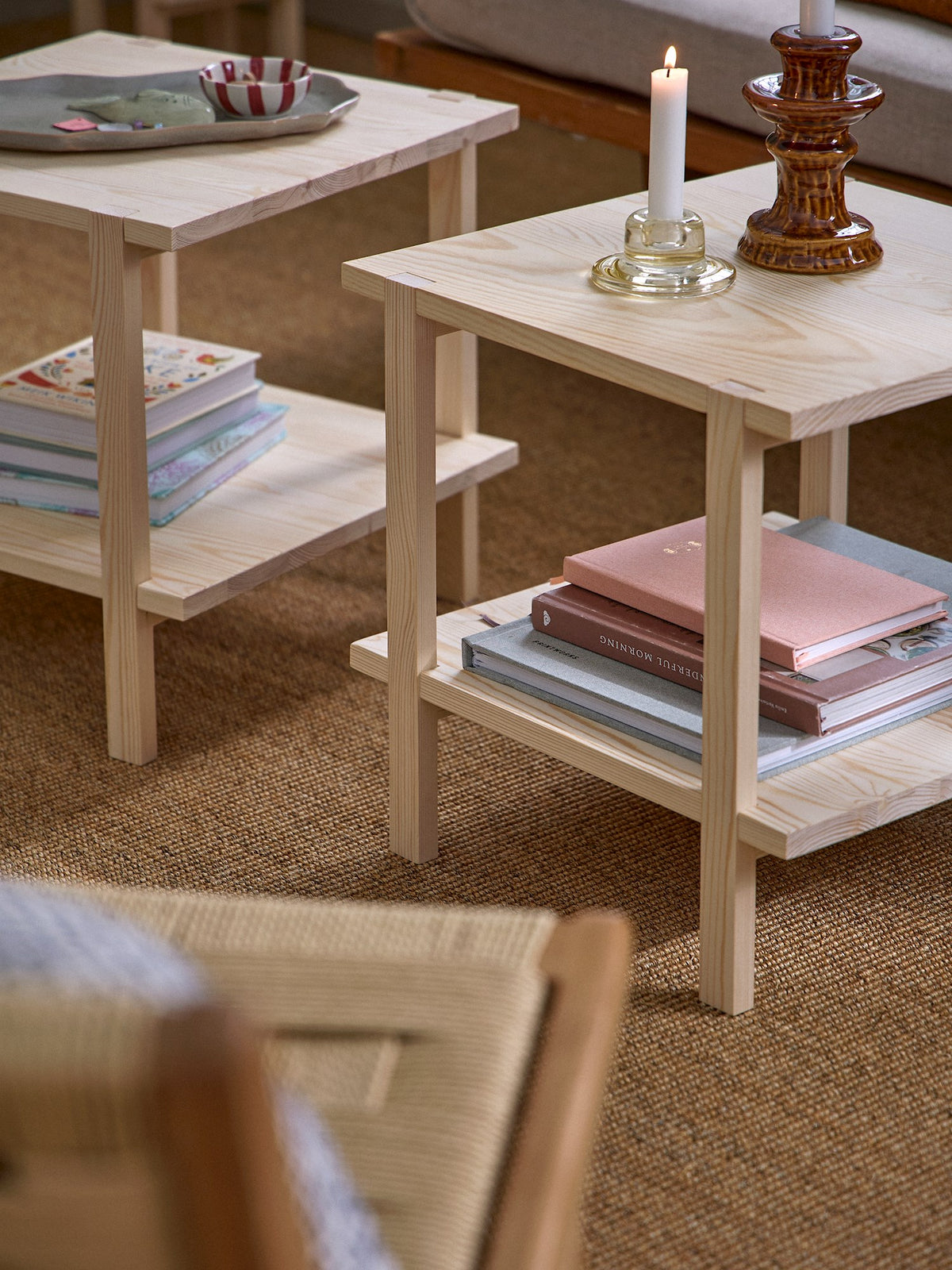 Square pinewood coffee table