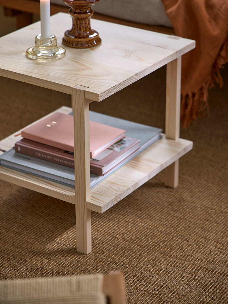 Square pinewood coffee table