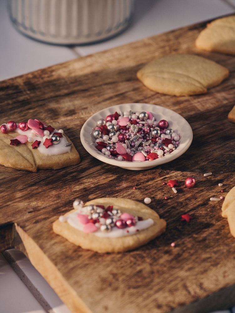 Red and pink sprinkles mix