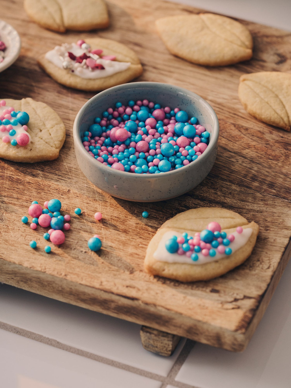 Pink and blue sprinkles mix