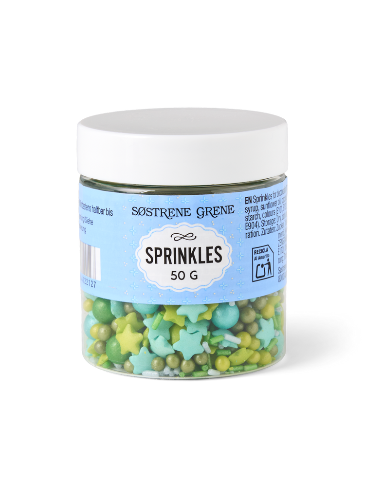 Green and blue sprinkles mix