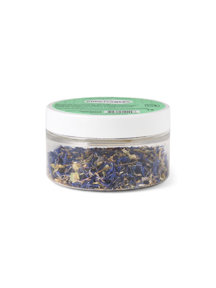 Dried edible cornflowers