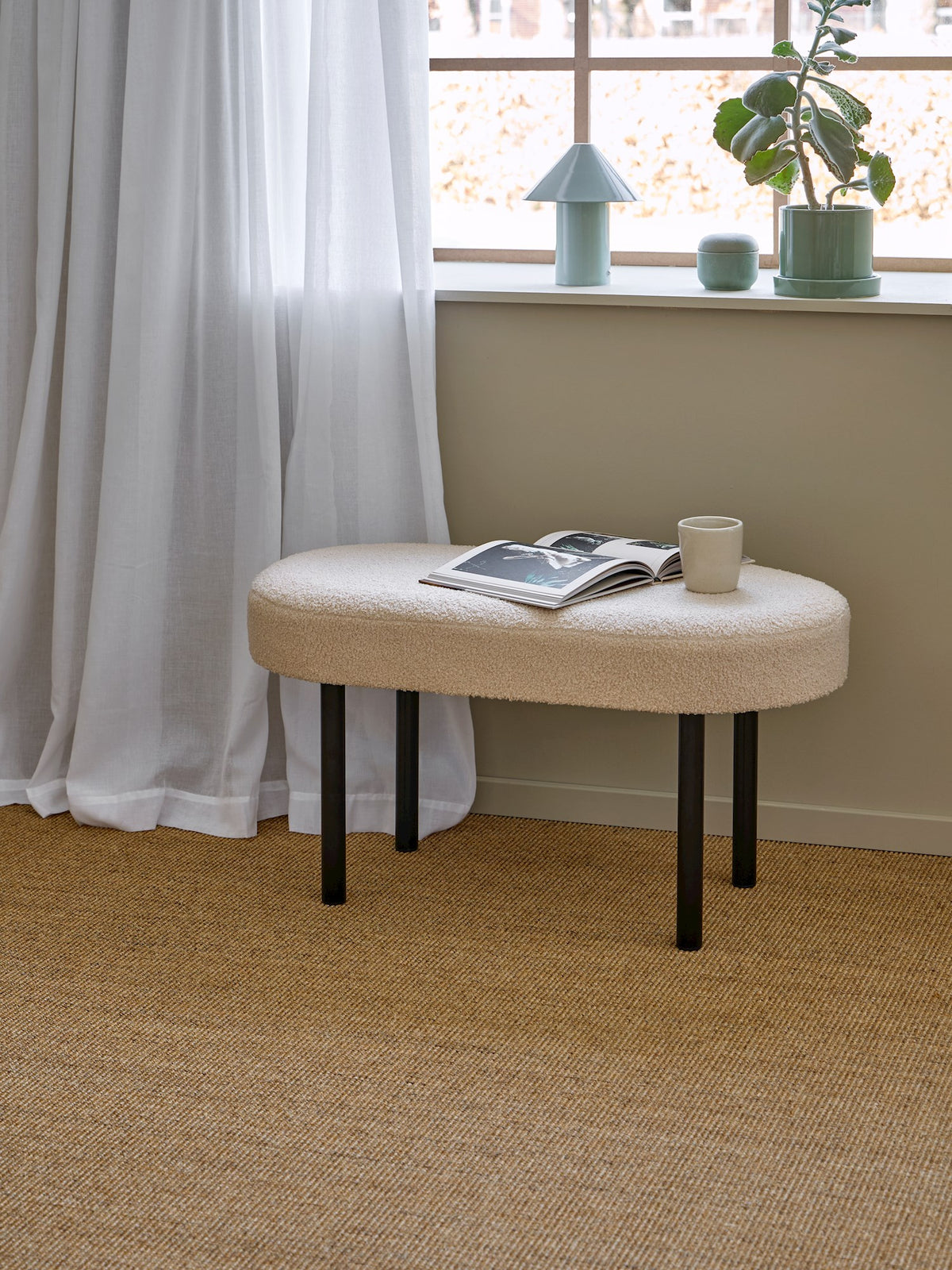 Bench with teddy fabric