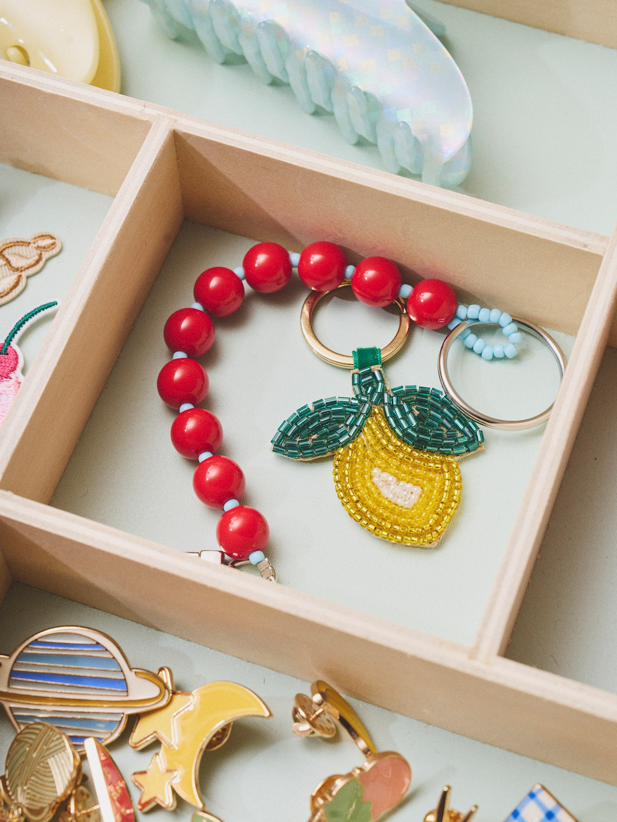 Keychain with beads
