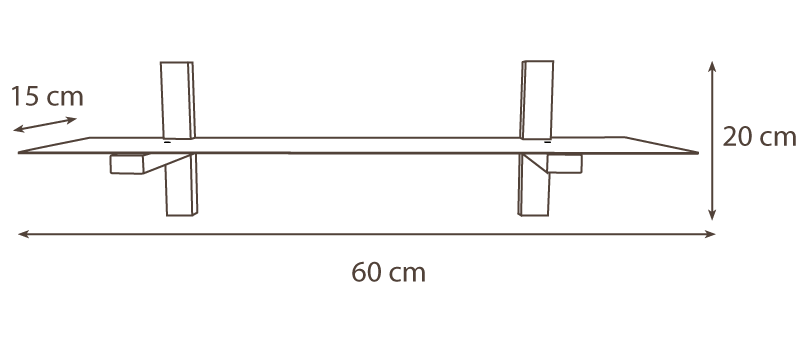 Pine and steel wall shelf