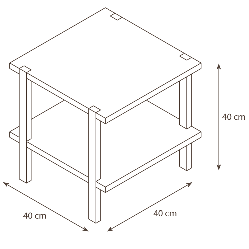 Square pinewood coffee table