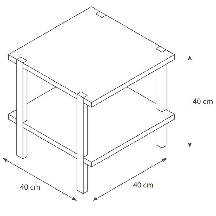 Square pinewood coffee table