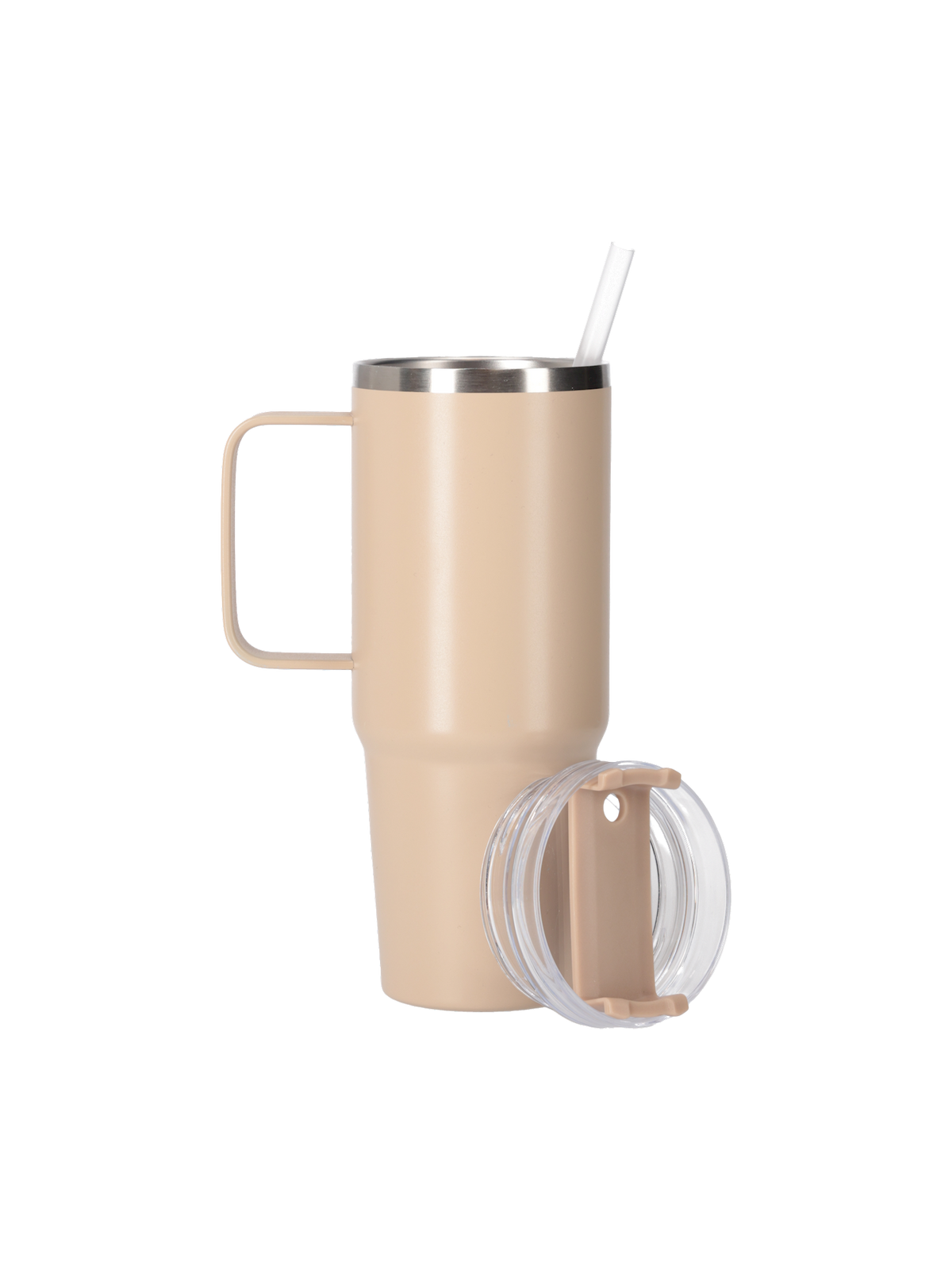 Mug with handle and straw 880 ml