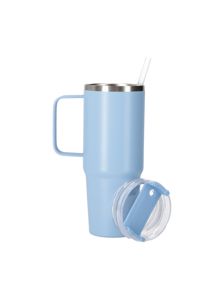 Mug with handle and straw 880 ml