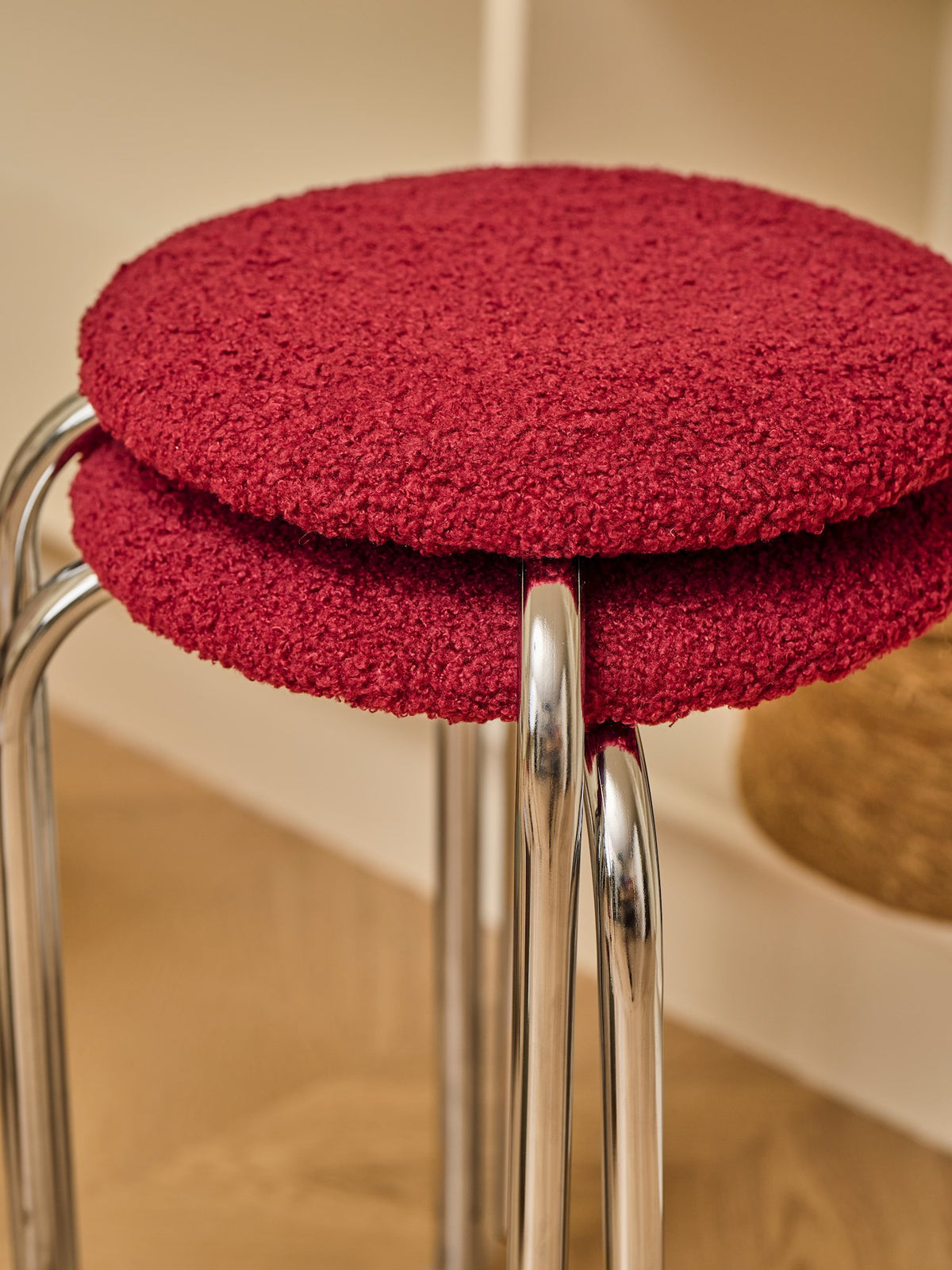 Stool with teddy fabric