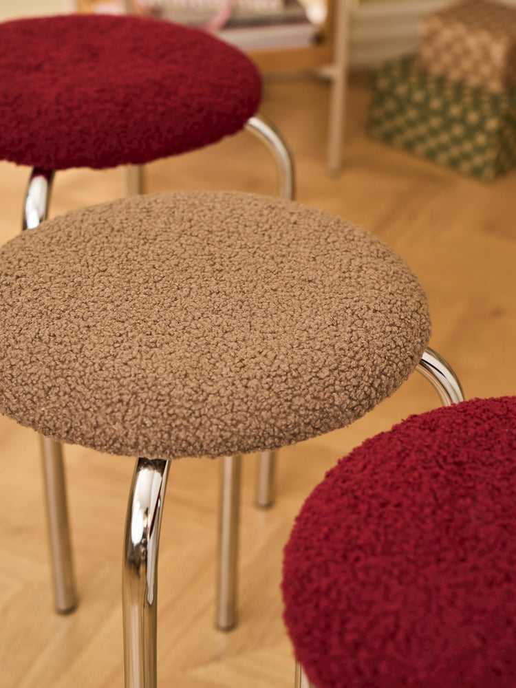 Stool with teddy fabric