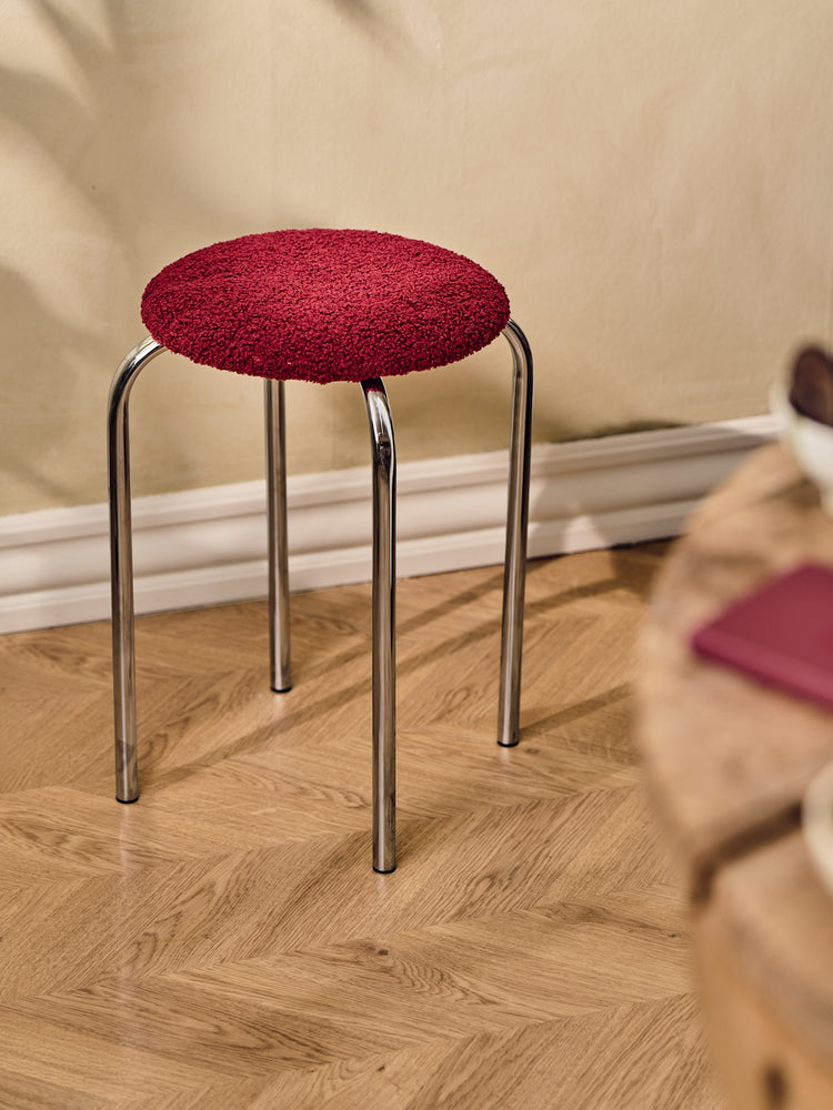 Stool with teddy fabric