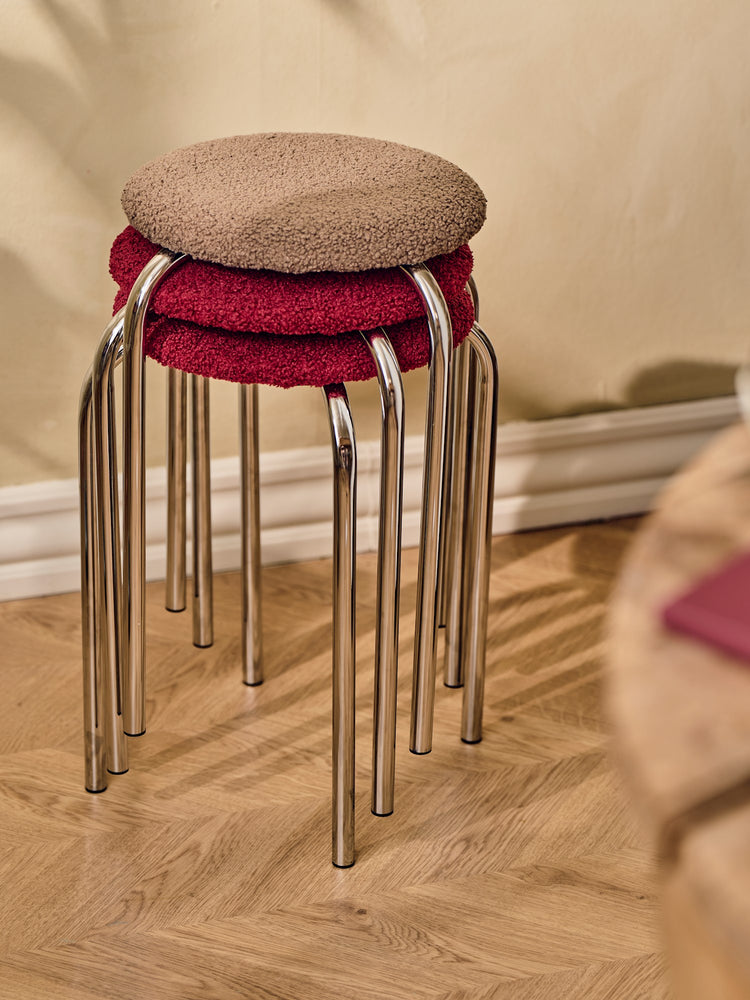 Stool with teddy fabric