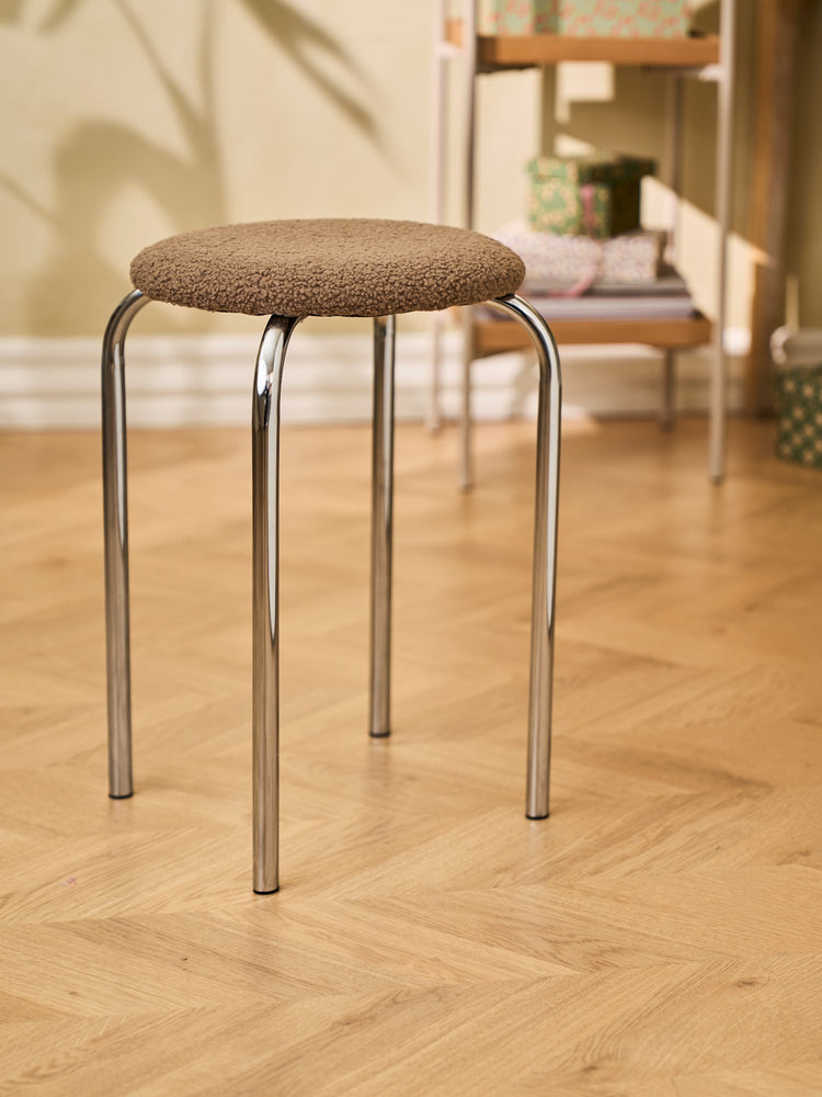 Stool with teddy fabric