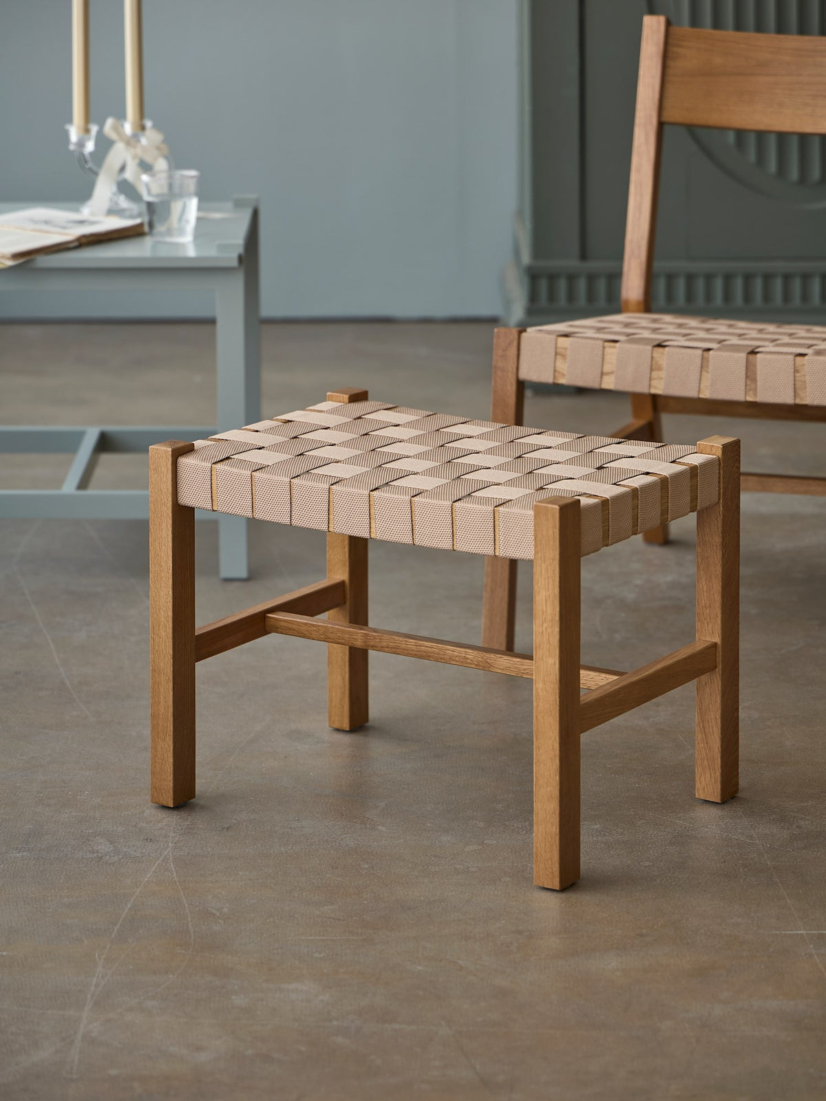 HARMONY Footstool with woven seat