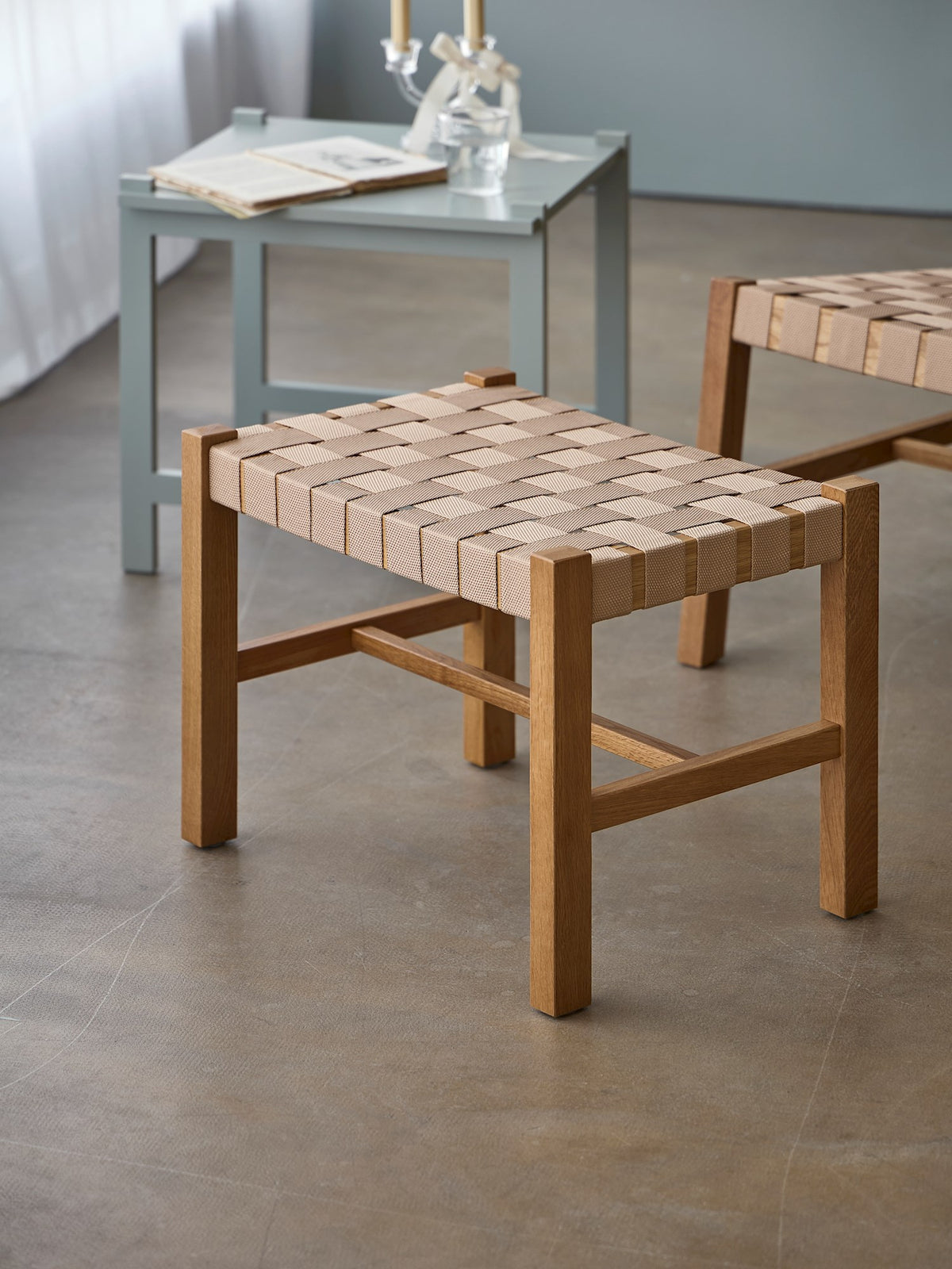 HARMONY Footstool with woven seat