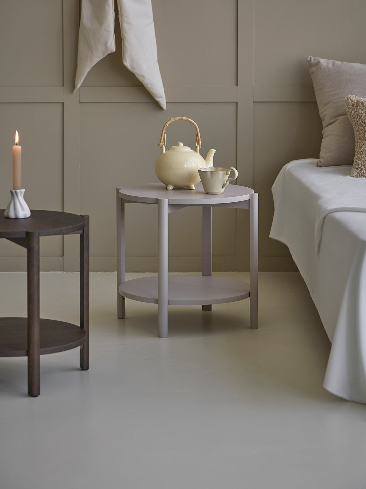 Side table with shelf