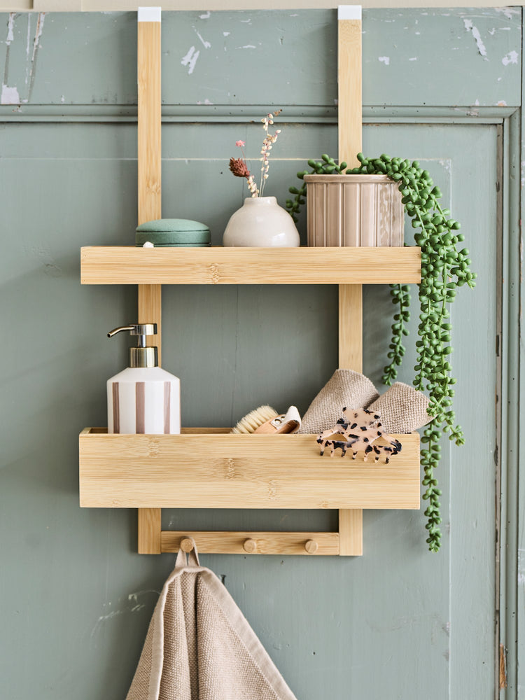 Over-the-door shelf with hooks