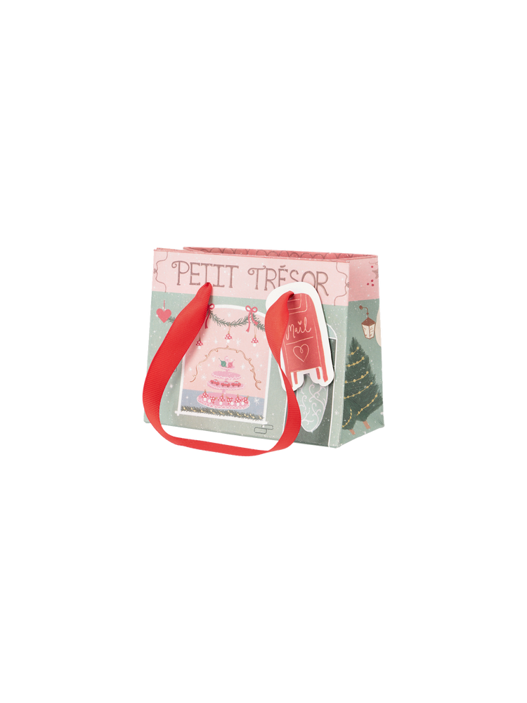 Gift bag with handles and tag