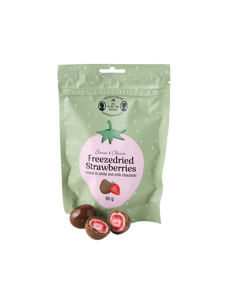 Freeze-dried strawberries in milk chocolate