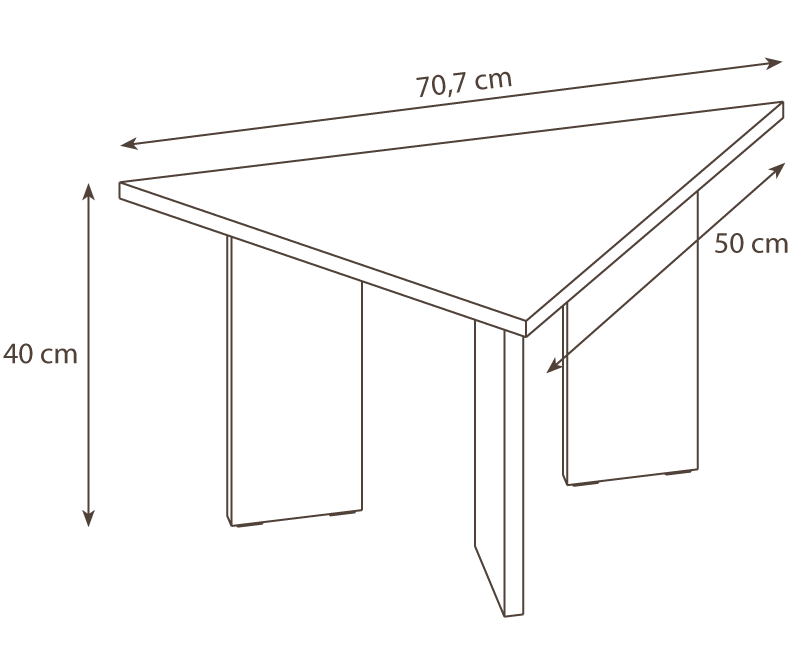 Triangular pinewood side table