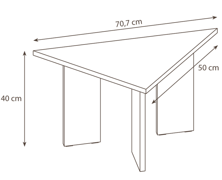 Triangular pinewood side table