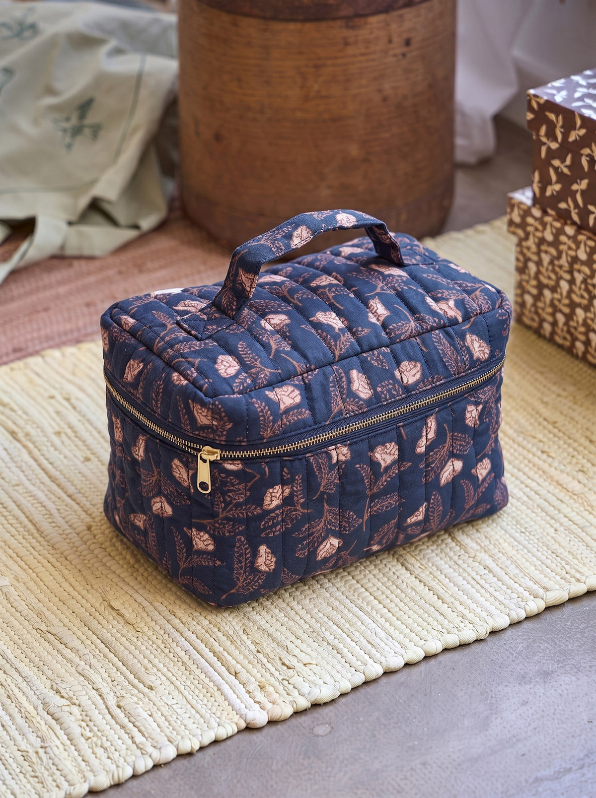 Quilted toiletry bag