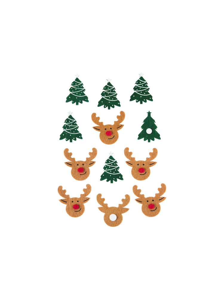 Felt stickers with tree and reindeer