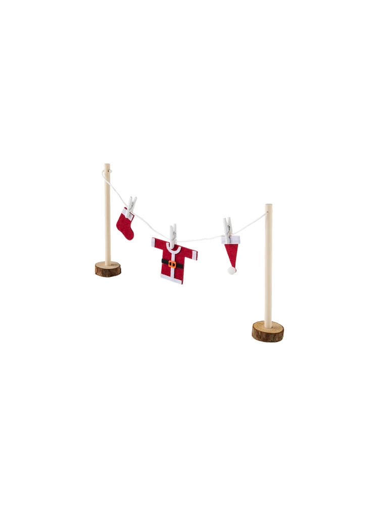 Miniature drying rack with clothes